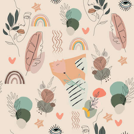 face pattern. Can be used to print on dress, swimsuit, clothes and accessoriesのイラスト素材