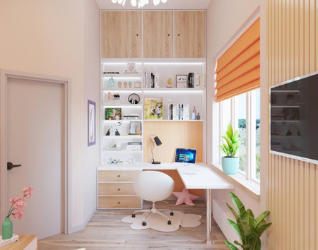 Interior of a children's room in a modern house. 3d renderの写真素材