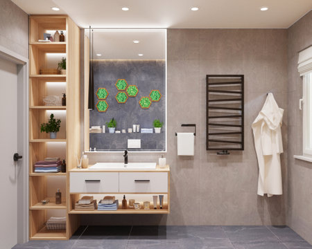 Bathroom interior. 3d render. Bathroom design.の写真素材