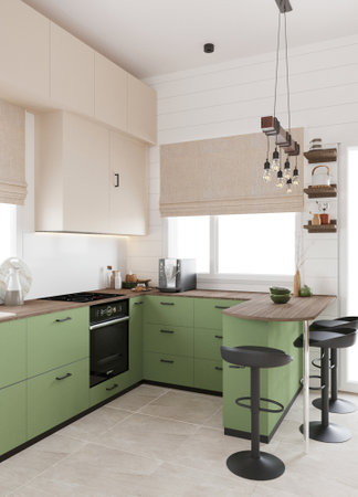 green kitchenの写真素材