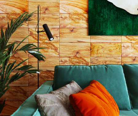 sconce over sofaの写真素材