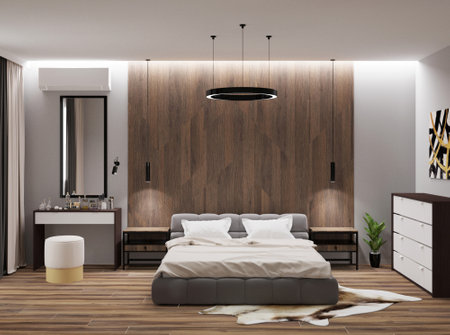 bedroom in dark colorsの写真素材