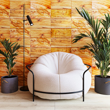 White ottoman in the interiorの写真素材