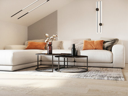 Beautiful beige sofaの写真素材