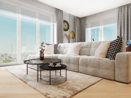 large gray sofaの写真素材