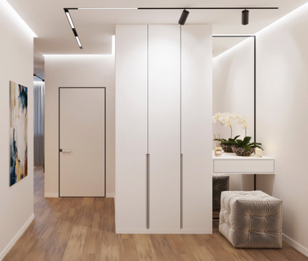 White closet in the hallwayの写真素材
