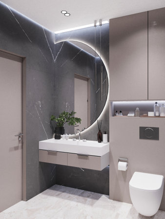 round bathroom mirrorの写真素材