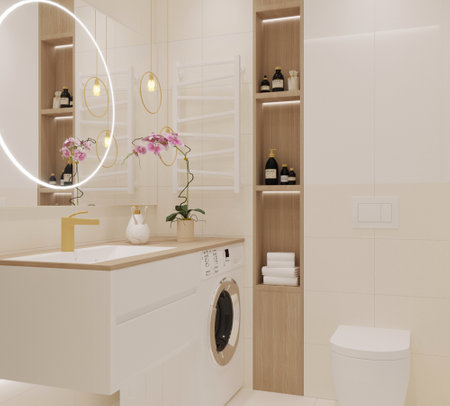Shelves in the bathroomの写真素材