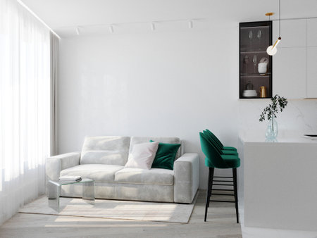 Gray sofa in the interiorの写真素材