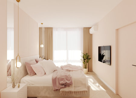 Beige bedroomの写真素材