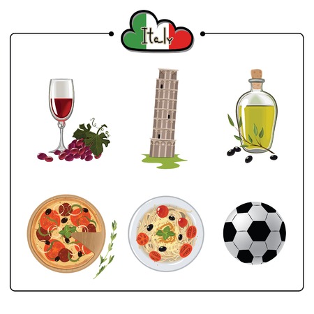 Set of italian Cultural Symbols. Italy. Vector illustrationのイラスト素材