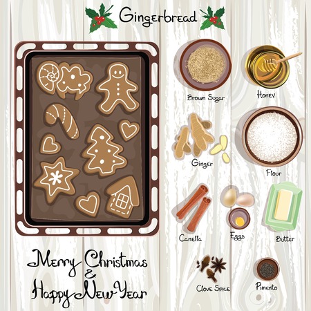 Gingerbread Christmas Cookies. Gingerbread. Vector illustrationのイラスト素材