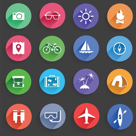 Set of Universal Standard Flat Isolated travel Icons. Travel Icons. Vector illustrationのイラスト素材