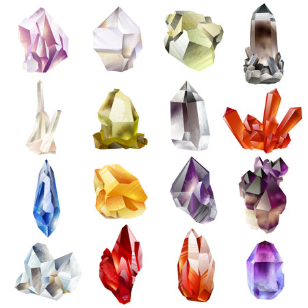 Crystals and stones Isolated Vector Set. Vector illustrationのイラスト素材