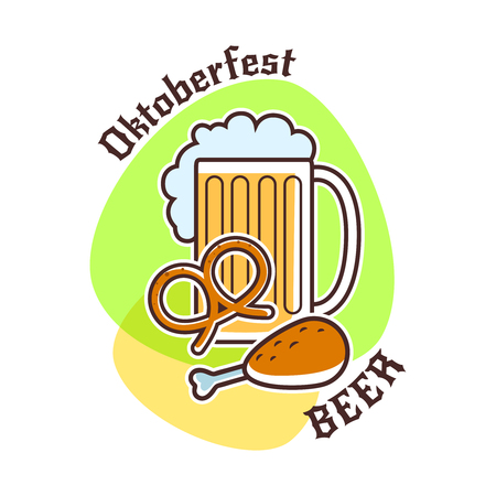 Isolated Restaurant Icon. Oktoberfest beer emblem. Vector illustrationのイラスト素材
