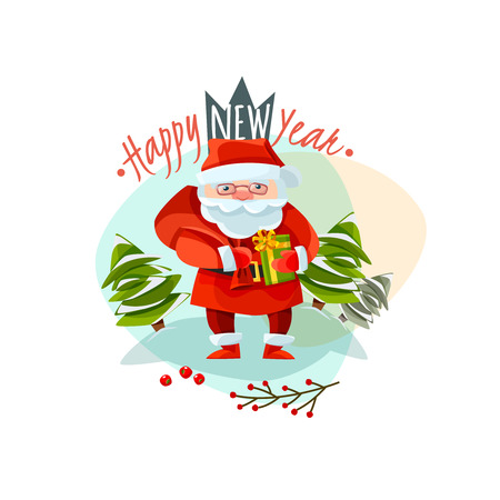 Christmas vector with Santa Claus. Funny Santa Claus. Vector illustrationのイラスト素材