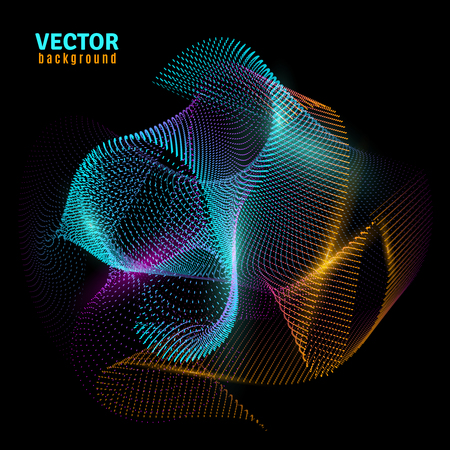 Abstract mesh on black background. Colorful grid background. Vector illustrationのイラスト素材