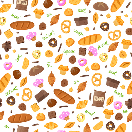 Baking isolated items collected in a seamless pattern on a white backgroundのイラスト素材