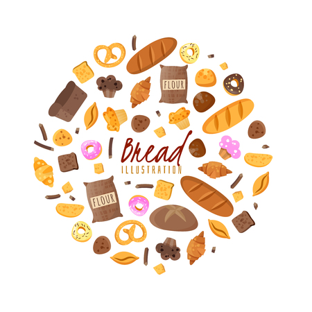 Baking isolated items collected in a round composition on a white backgroundのイラスト素材