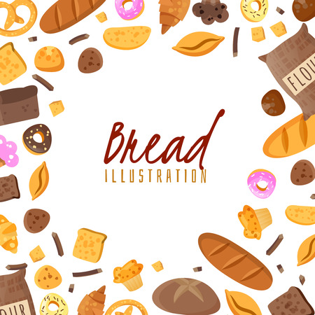 Baking isolated items collected in a frame composition on a white backgroundのイラスト素材