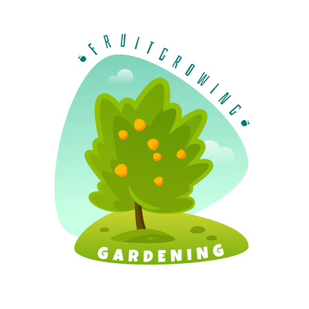 Fruit tree emblem on white background, vector illustration.のイラスト素材