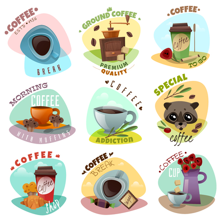 Coffee shop isolated emblems.のイラスト素材