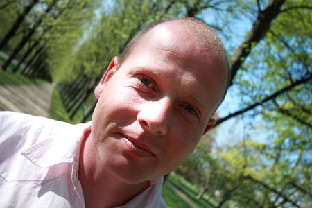 A man in the parkの写真素材