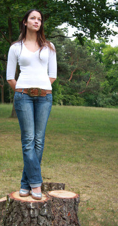 Crossed legsの写真素材