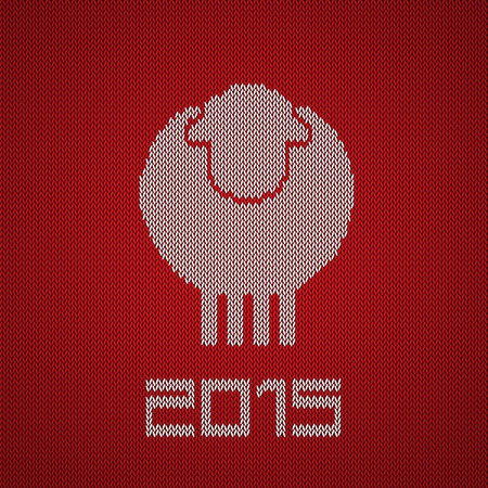 Knitted sheep New Year celebrationのイラスト素材