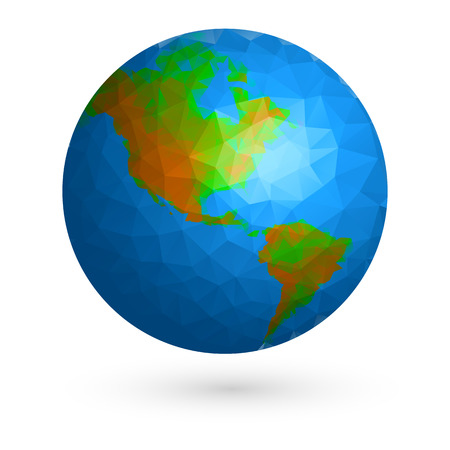 Earth globe low poly geometric abstract design element on white backgroundのイラスト素材