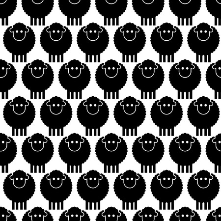 Seamless pattern black sheep on white backgroundのイラスト素材