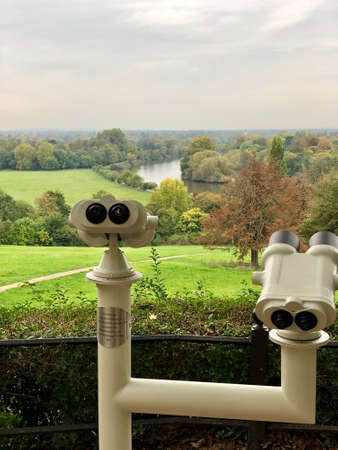 London UK - November 29, 2019 Beautiful view of Richmond Park and Thames through a spyglass on topのeditorial素材