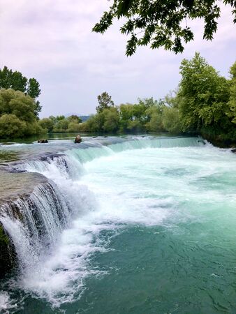 Natural waterfall in the park Manavgat Antalyaの写真素材