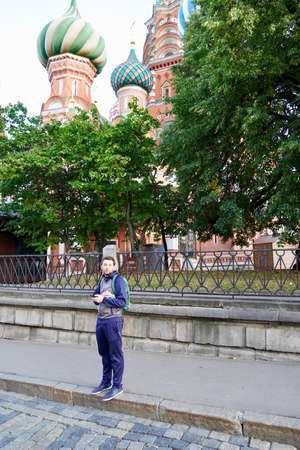 Moscow, Russia - August, 2020: St Basils Cathedral is the main attraction of the Russian capital. Moscow city tour. Summer Landscape. Tourist places are obligatory to visit in Russia.のeditorial素材