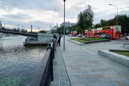Moscow, Russia - August, 2020: Beautiful view of the Moscow River embankmentのeditorial素材
