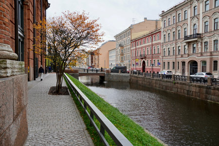 Saint-Petersburg, Russia - November, 2020 Street view in Historical centre of the cityのeditorial素材