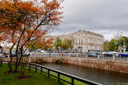 Saint-Petersburg, Russia - November, 2020 Street view in Historical centre of the cityのeditorial素材