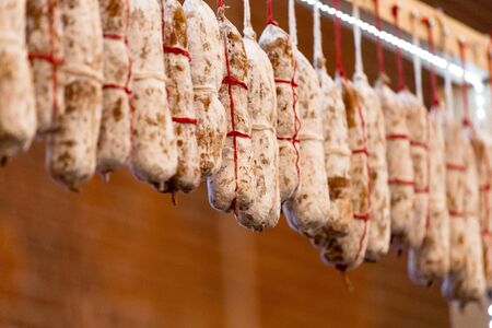 Sausage home made from farm meatの写真素材