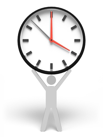 human who has big clockの写真素材