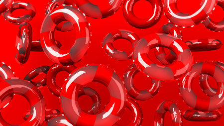 Red swim rings on red background