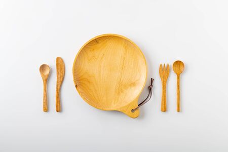 Empty plate spoon and forkの写真素材