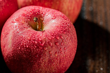 Apples on wood background