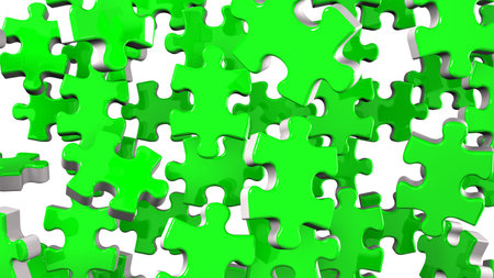 Green Jigsaw Puzzle On White Background