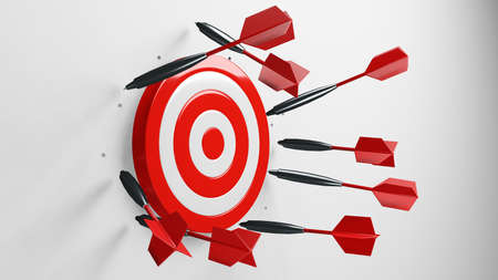 All dart arrows missed target.3d illustration.の写真素材