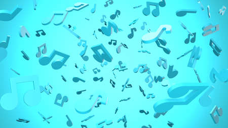 Blue musical notes on blue background.
3D rendering abstract illustration.の写真素材