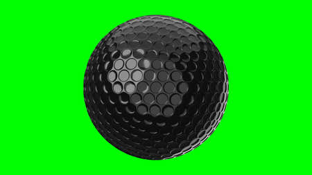 Black golf ball isolated on green chroma key background.
3d illustration for background.の写真素材