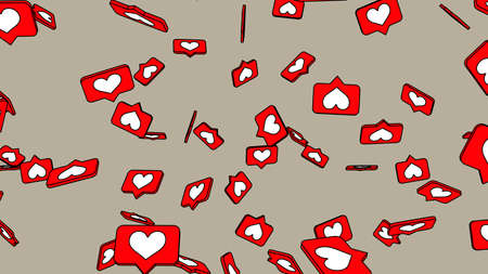Red heart icons on gray background.
Toon style illustration for background.の写真素材