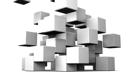 White cubes abstract on white background.
3D abstract illustration.の写真素材