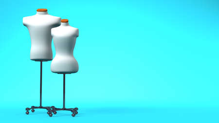 Display mannequins on blue text space.
3D illustration for fashion business.の写真素材