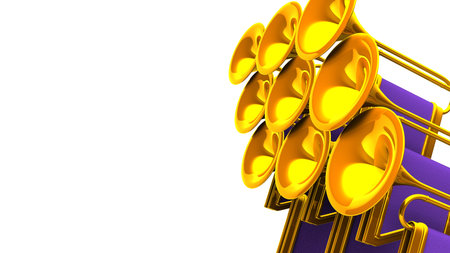 Fanfare on white background.
3D illustration for background.の写真素材